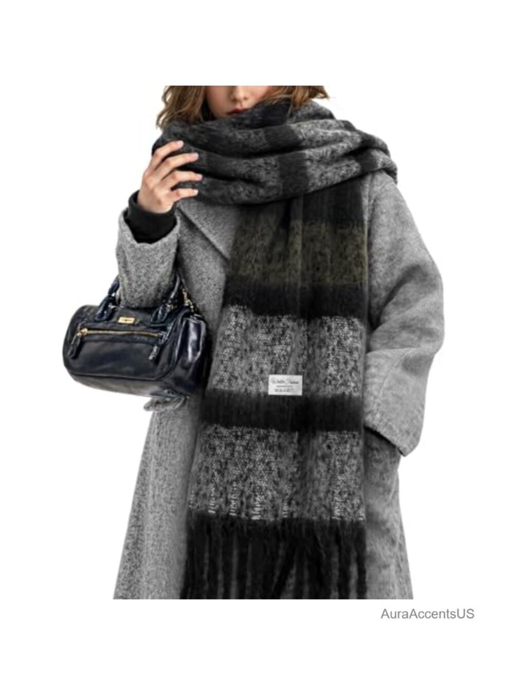 Women's Mohair Scarf Cashmere Feel Winter Wrap Oversized Tassel